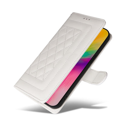 For iPhone 16 Plus Diamond Lattice Leather Flip Phone Case(White) by buy2fix