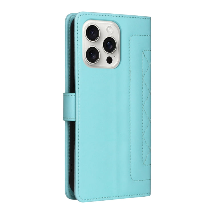 For iPhone 16 Pro Max Diamond Lattice Leather Flip Phone Case(Mint Green) - iPhone 16 Pro Max Cases by buy2fix | Online Shopping UK | buy2fix