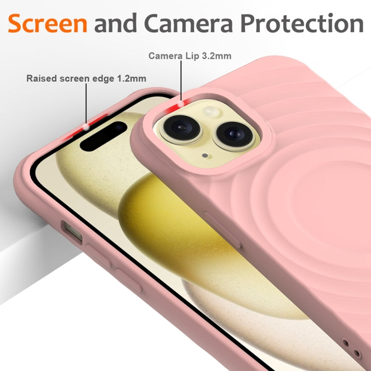 For iPhone 14 Plus Wave Texture MagSafe Magnetic Liquid Silicone Phone Case(Pink) - iPhone 14 Plus Cases by buy2fix | Online Shopping UK | buy2fix