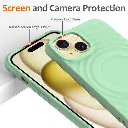 For iPhone 14 Wave Texture MagSafe Magnetic Liquid Silicone Phone Case(Green) - iPhone 14 Cases by buy2fix | Online Shopping UK | buy2fix