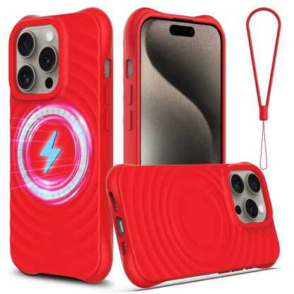 For iPhone 13 Pro Max Wave Texture MagSafe Magnetic Liquid Silicone Phone Case(Red) - iPhone 13 Pro Max Cases by buy2fix | Online Shopping UK | buy2fix