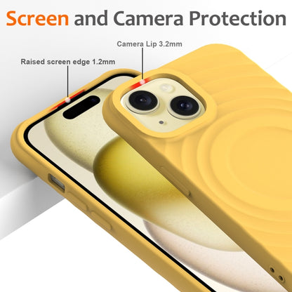For iPhone 13 Wave Texture MagSafe Magnetic Liquid Silicone Phone Case(Yellow) by buy2fix