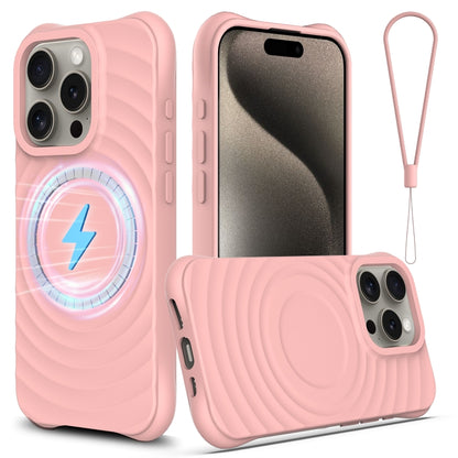 For iPhone 16 Pro Max Wave Texture MagSafe Magnetic Liquid Silicone Phone Case(Pink) - iPhone 16 Pro Max Cases by buy2fix | Online Shopping UK | buy2fix