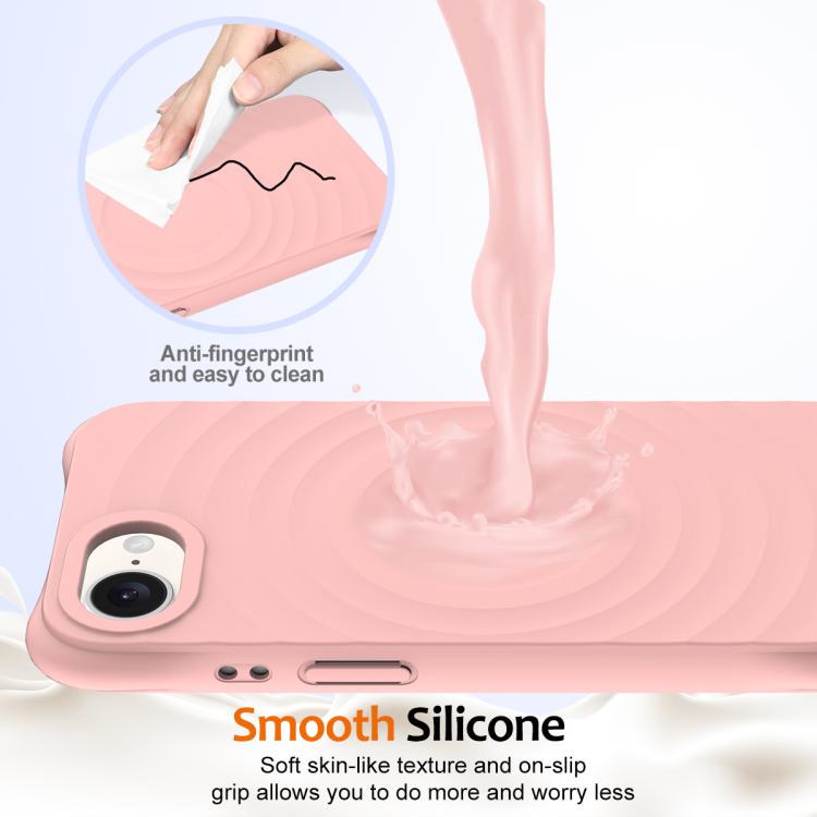 For iPhone 16e Wave Texture MagSafe Magnetic Liquid Silicone Phone Case(Pink) - iPhone 16e Cases by buy2fix | Online Shopping UK | buy2fix