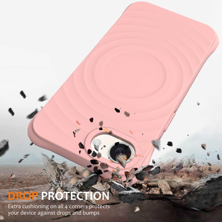 For iPhone 16e Wave Texture MagSafe Magnetic Liquid Silicone Phone Case(Pink) - iPhone 16e Cases by buy2fix | Online Shopping UK | buy2fix
