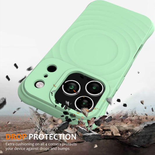 For iPhone 17 Pro Max Wave Texture MagSafe Magnetic Liquid Silicone Phone Case(Green) - iPhone 17 Pro Max Cases by buy2fix | Online Shopping UK | buy2fix