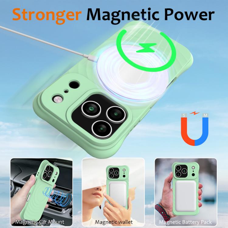 For iPhone 17 Pro Max Wave Texture MagSafe Magnetic Liquid Silicone Phone Case(Green) - iPhone 17 Pro Max Cases by buy2fix | Online Shopping UK | buy2fix