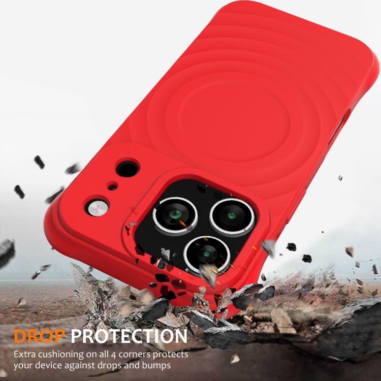 For iPhone 17 Pro Max Wave Texture MagSafe Magnetic Liquid Silicone Phone Case(Red) - iPhone 17 Pro Max Cases by buy2fix | Online Shopping UK | buy2fix