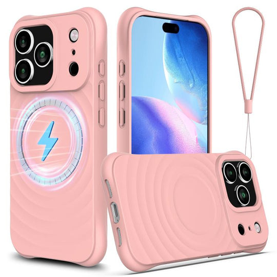 For iPhone 18 Pro Max / 17 Pro Max Wave Texture MagSafe Magnetic Liquid Silicone Phone Case(Pink)