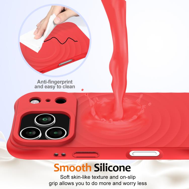 For iPhone 17 Pro Wave Texture MagSafe Magnetic Liquid Silicone Phone Case(Red) - iPhone 17 Pro Cases by buy2fix | Online Shopping UK | buy2fix
