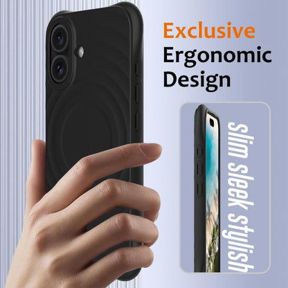 For iPhone 17 Wave Texture MagSafe Magnetic Liquid Silicone Phone Case(Black) - iPhone 17 Cases by buy2fix | Online Shopping UK | buy2fix