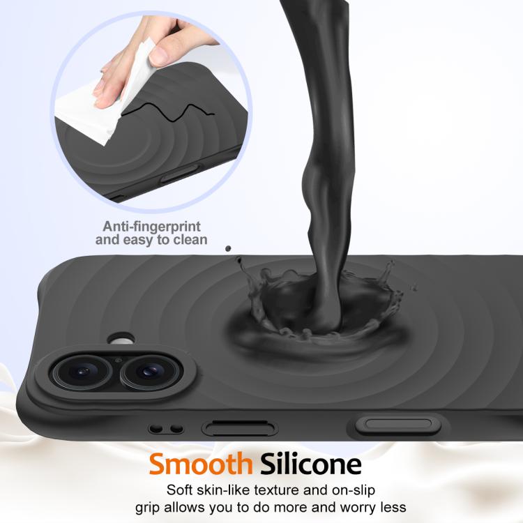 For iPhone 17 Wave Texture MagSafe Magnetic Liquid Silicone Phone Case(Black) - iPhone 17 Cases by buy2fix | Online Shopping UK | buy2fix