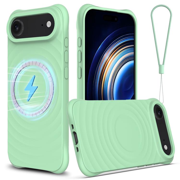 For iPhone Air Wave Texture MagSafe Magnetic Liquid Silicone Phone Case(Green) - iPhone Air Cases by buy2fix | Online Shopping UK | buy2fix