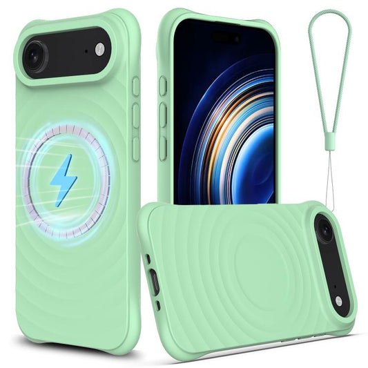 For iPhone Air Wave Texture MagSafe Magnetic Liquid Silicone Phone Case(Green) - iPhone Air Cases by buy2fix | Online Shopping UK | buy2fix