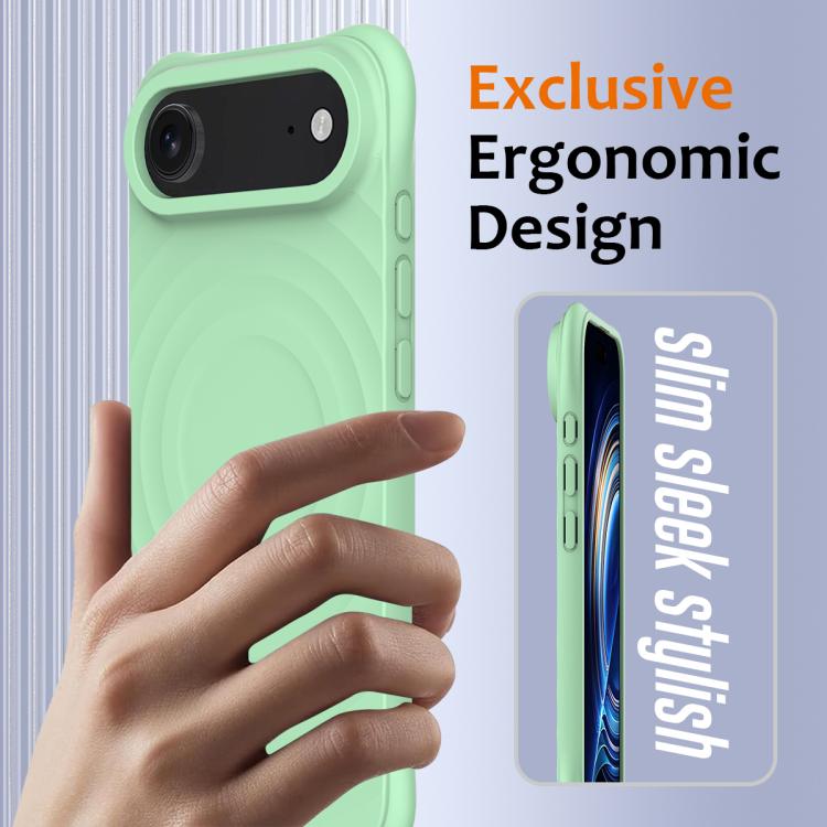 For iPhone Air Wave Texture MagSafe Magnetic Liquid Silicone Phone Case(Green) - iPhone Air Cases by buy2fix | Online Shopping UK | buy2fix