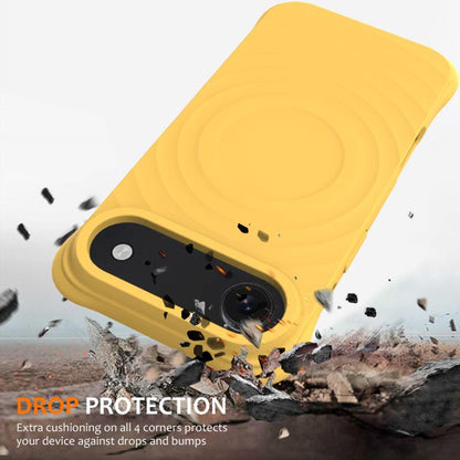For iPhone Air Wave Texture MagSafe Magnetic Liquid Silicone Phone Case(Yellow) - iPhone Air Cases by buy2fix | Online Shopping UK | buy2fix