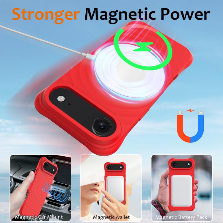 For iPhone Air Wave Texture MagSafe Magnetic Liquid Silicone Phone Case(Red) - iPhone Air Cases by buy2fix | Online Shopping UK | buy2fix