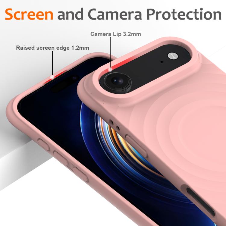 For iPhone Air Wave Texture MagSafe Magnetic Liquid Silicone Phone Case(Pink) - iPhone Air Cases by buy2fix | Online Shopping UK | buy2fix