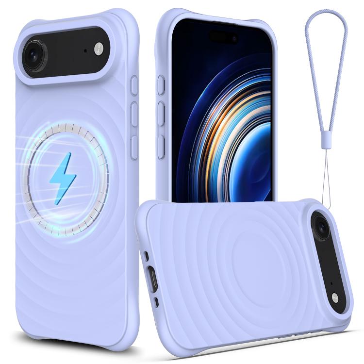 For iPhone Air Wave Texture MagSafe Magnetic Liquid Silicone Phone Case(Purple) - iPhone Air Cases by buy2fix | Online Shopping UK | buy2fix