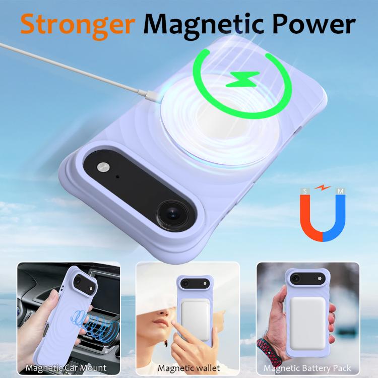For iPhone Air Wave Texture MagSafe Magnetic Liquid Silicone Phone Case(Purple) - iPhone Air Cases by buy2fix | Online Shopping UK | buy2fix