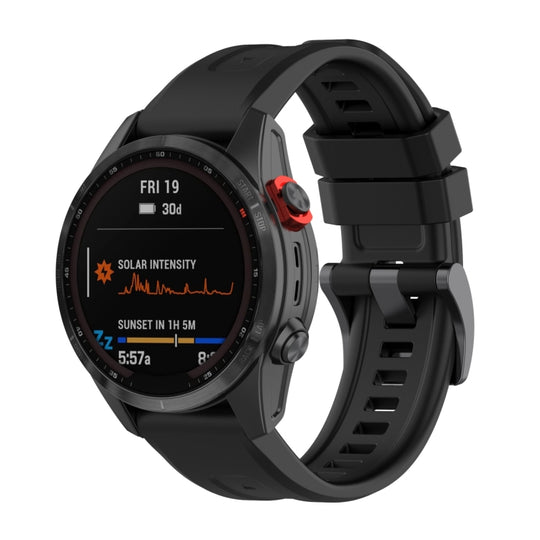 For Garmin Fenix 7X 26mm Quick Release Silicone Watch Band(Black)