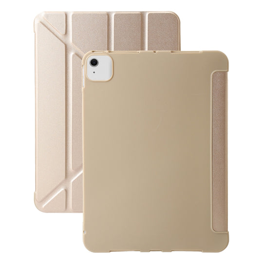 For iPad Air 13 2026 / 2025 / 2024 TPU Deformation Flip Leather Tablet Case with Holder(Gold)