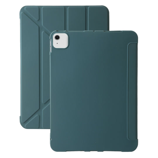 For iPad Air 13 2026 / 2025 / 2024 TPU Deformation Flip Leather Tablet Case with Holder(Dark Green)