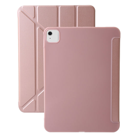 For iPad Air 13 2026 / 2025 / 2024 TPU Deformation Flip Leather Tablet Case with Holder(Rose Gold)