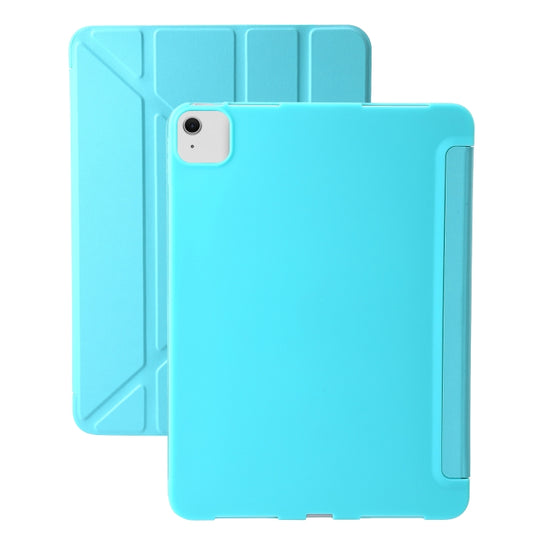 For iPad Air 13 2026 / 2025 / 2024 TPU Deformation Flip Leather Tablet Case with Holder(Mint Blue)