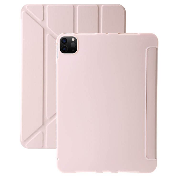 For iPad Pro 11 2025 / 2024 TPU Deformation Flip Leather Tablet Case with Holder(Light Pink) by buy2fix