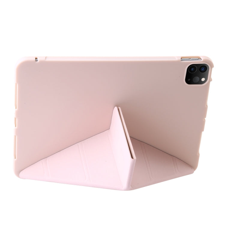 For iPad Pro 11 2025 / 2024 TPU Deformation Flip Leather Tablet Case with Holder(Light Pink) by buy2fix