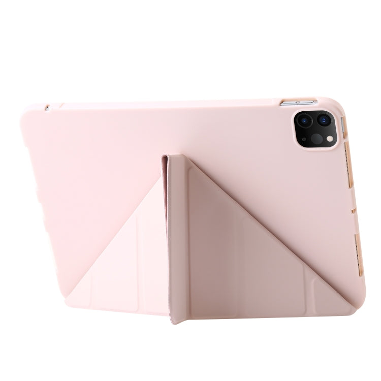 For iPad Pro 11 2025 / 2024 TPU Deformation Flip Leather Tablet Case with Holder(Light Pink) by buy2fix