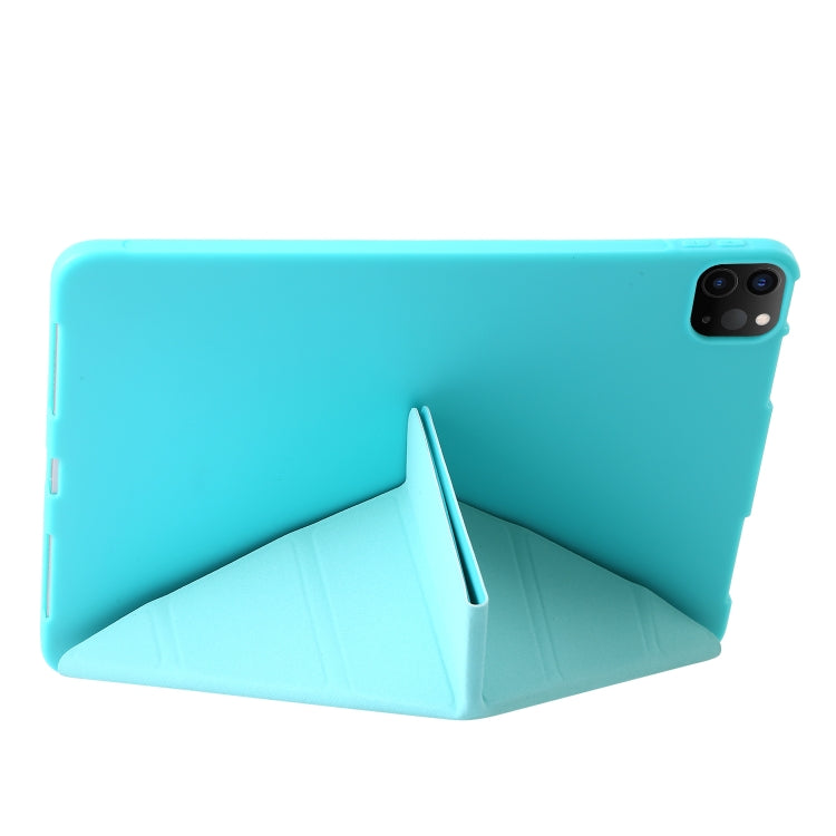 For iPad Pro 13 2024 TPU Deformation Flip Leather Tablet Case with Holder(Mint Blue) - iPad Pro 13 2024 Cases by buy2fix | Online Shopping UK | buy2fix