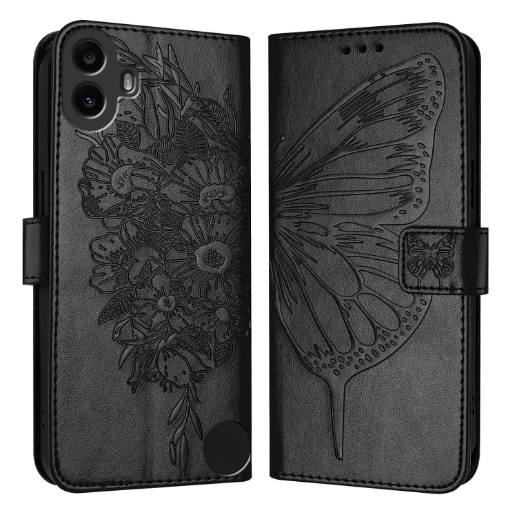 For Nothing CMF Phone 1 Embossed Butterfly Leather Phone Case(Black) - Nothing Cases by buy2fix | Online Shopping UK | buy2fix