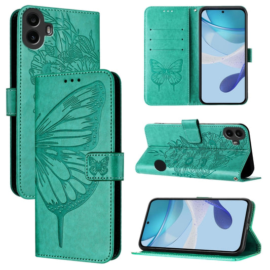For Nothing CMF Phone 1 Embossed Butterfly Leather Phone Case(Green) - Nothing Cases by buy2fix | Online Shopping UK | buy2fix