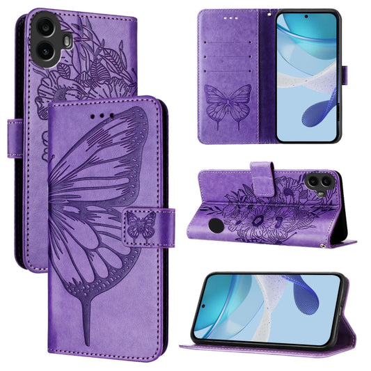 For Nothing CMF Phone 1 Embossed Butterfly Leather Phone Case(Light Purple) - Nothing Cases by buy2fix | Online Shopping UK | buy2fix