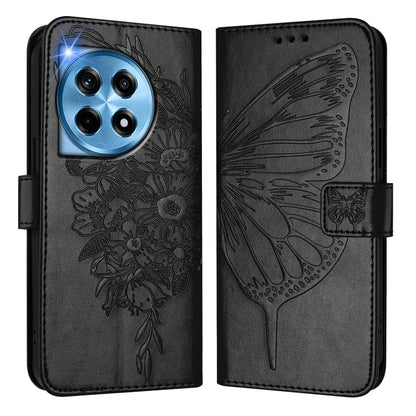 For OnePlus 12 5G Global Embossed Butterfly Leather Phone Case(Black) by buy2fix