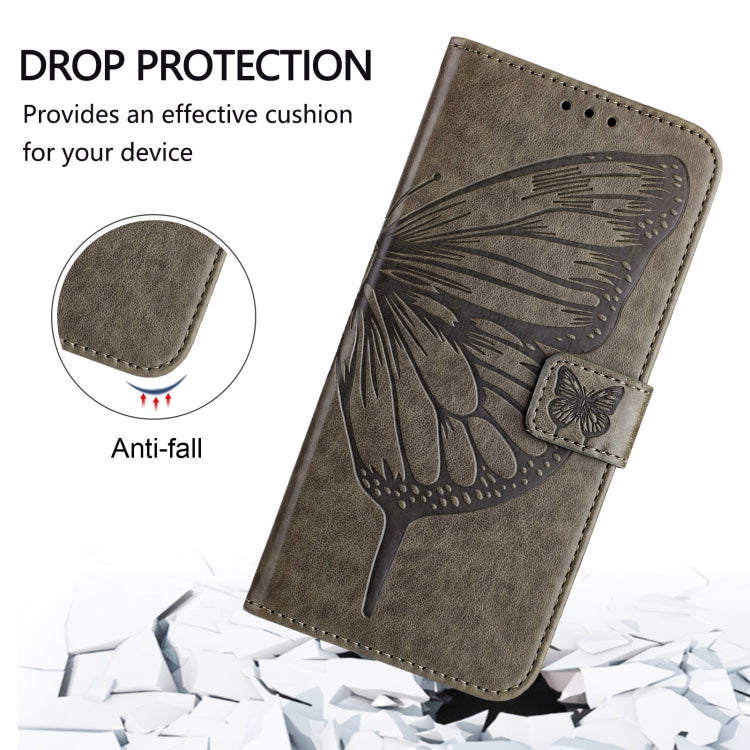 For OnePlus 12 5G Global Embossed Butterfly Leather Phone Case(Grey) by buy2fix