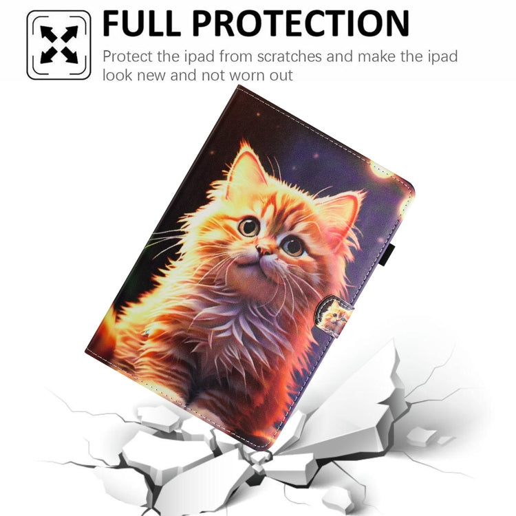 For Lenovo Tab M11/ Xiaoxin Pad 11 2024 Painted Litchi Leather Sewing Smart Tablet Case(Gold Cat) - Lenovo by buy2fix | Online Shopping UK | buy2fix