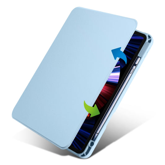 For iPad Air 11 2025 / 2024 Acrylic 360 Degree Rotation Holder Leather Tablet Case(Ice Blue) by buy2fix