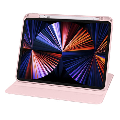 For iPad Air 13 2024 Acrylic 360 Degree Rotation Holder Leather Tablet Case(Sand Pink) - iPad Air 13 2024 Cases by buy2fix | Online Shopping UK | buy2fix