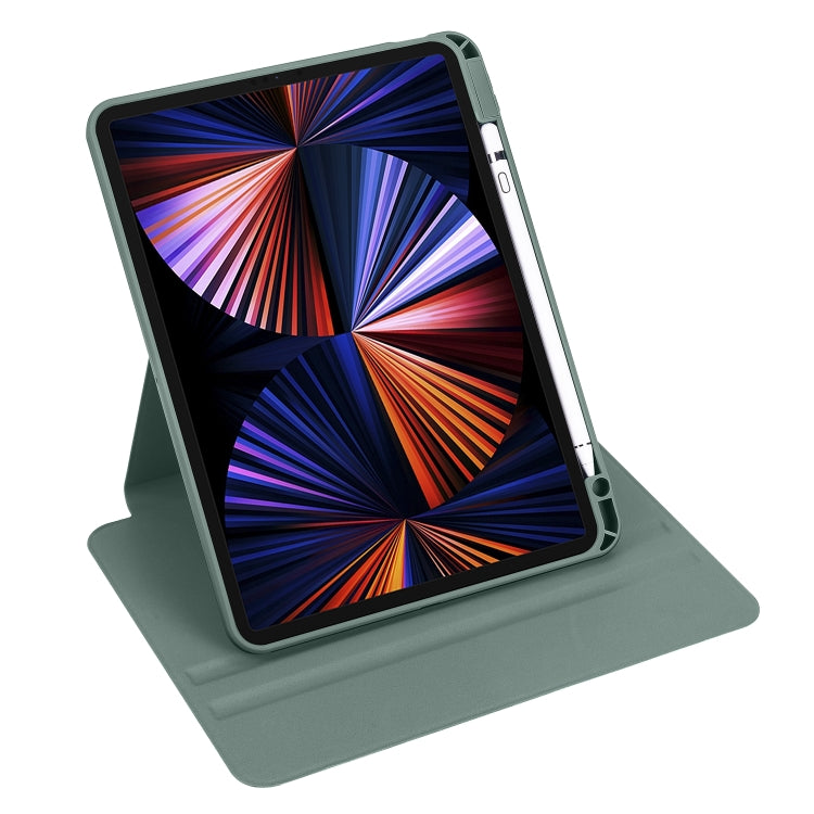 For iPad Air 13 2024 Acrylic 360 Degree Rotation Holder Leather Tablet Case(Pine Green) - iPad Air 13 2024 Cases by buy2fix | Online Shopping UK | buy2fix