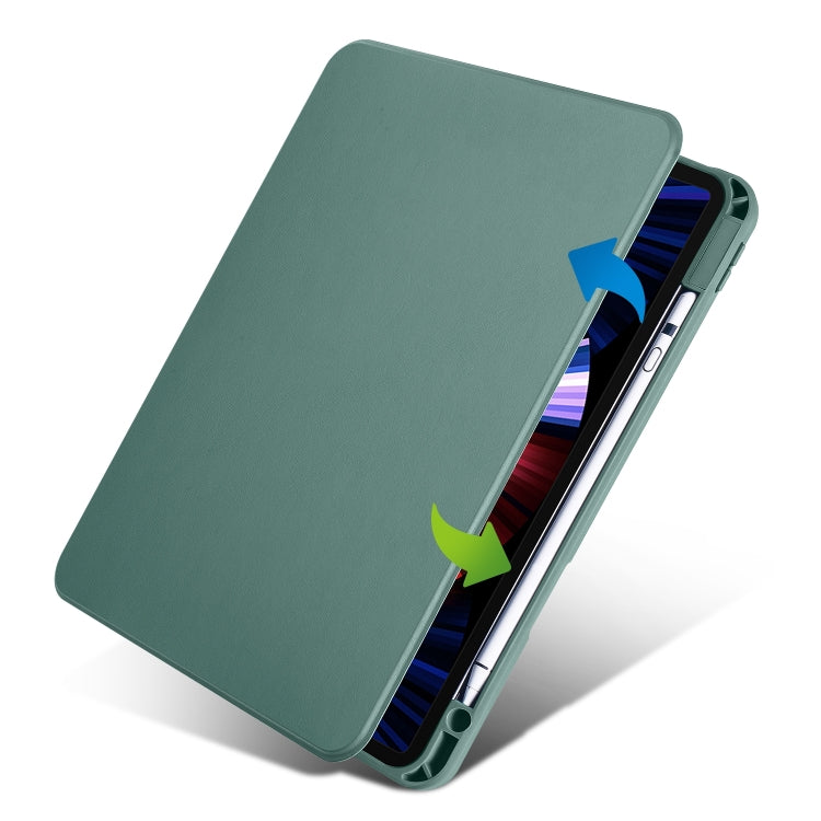 For iPad Pro 11 2024 Acrylic 360 Degree Rotation Holder Leather Tablet Case(Pine Green) - iPad Pro 11 2024 Cases by buy2fix | Online Shopping UK | buy2fix