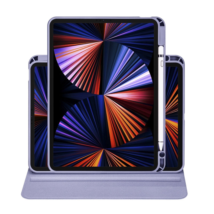 For iPad Pro 11 2024 Acrylic 360 Degree Rotation Holder Leather Tablet Case(Lavender Purple) - iPad Pro 11 2024 Cases by buy2fix | Online Shopping UK | buy2fix