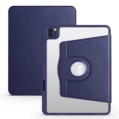 For iPad Pro 13 2024 Acrylic 360 Degree Rotation Holder Leather Tablet Case(Dark Blue) - iPad Pro 13 2024 Cases by buy2fix | Online Shopping UK | buy2fix