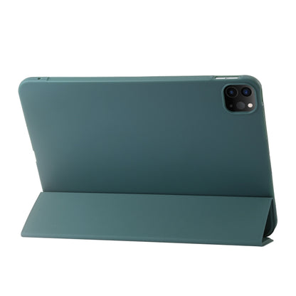 For iPad Pro 13 2024 Three-fold Holder Flip Tablet Leather Case(Dark Green) - iPad Pro 13 2024 Cases by buy2fix | Online Shopping UK | buy2fix