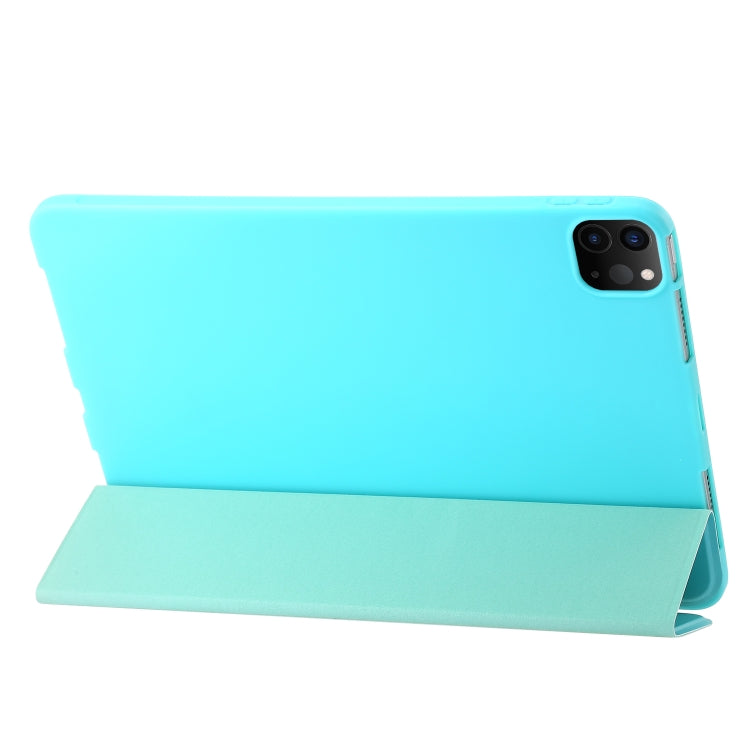 For iPad Pro 13 2024 Three-fold Holder Flip Tablet Leather Case(Mint Blue) - iPad Pro 13 2024 Cases by buy2fix | Online Shopping UK | buy2fix