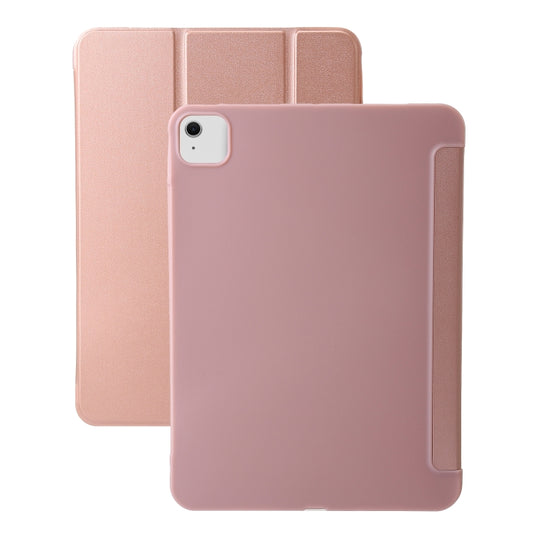 For iPad Air 13 2024 Three-fold Holder Flip Tablet Leather Case(Rose Gold) - iPad Air 13 2024 Cases by buy2fix | Online Shopping UK | buy2fix