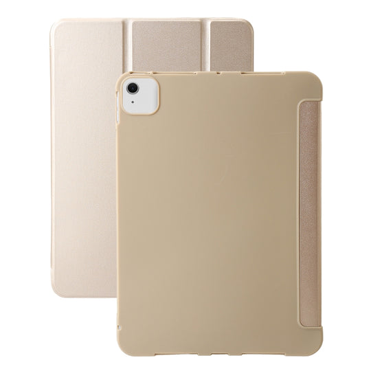 For iPad Air 13 2026 / 2025 / 2024 Three-fold Holder Flip Tablet Leather Case(Gold)
