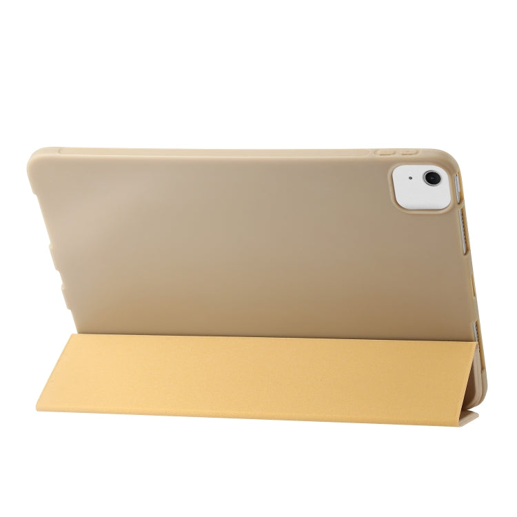 For iPad Air 13 2024 Three-fold Holder Flip Tablet Leather Case(Gold) - iPad Air 13 2024 Cases by buy2fix | Online Shopping UK | buy2fix